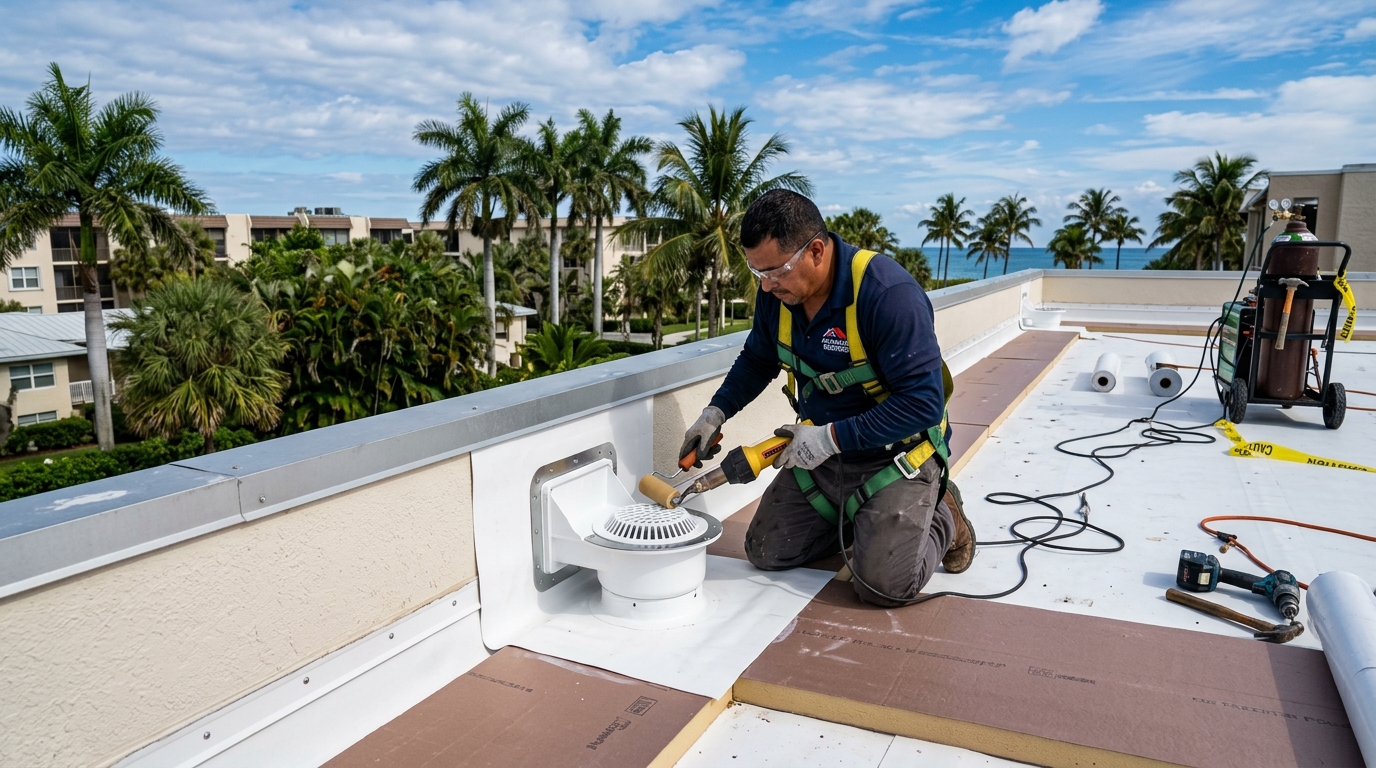 Flat Roof Ponding and Drainage Scupper Repair
