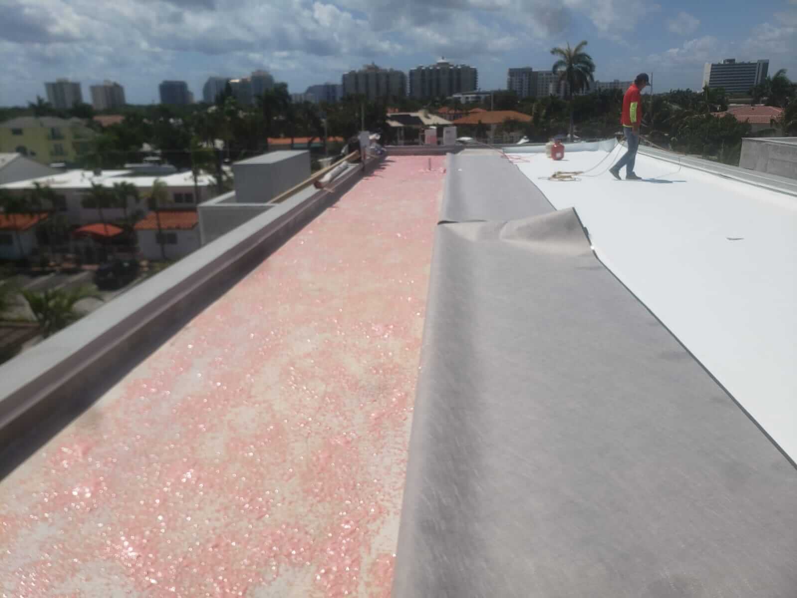 TPO Commercial Roof In Progress in Plantation FL by Smart Roofing Company